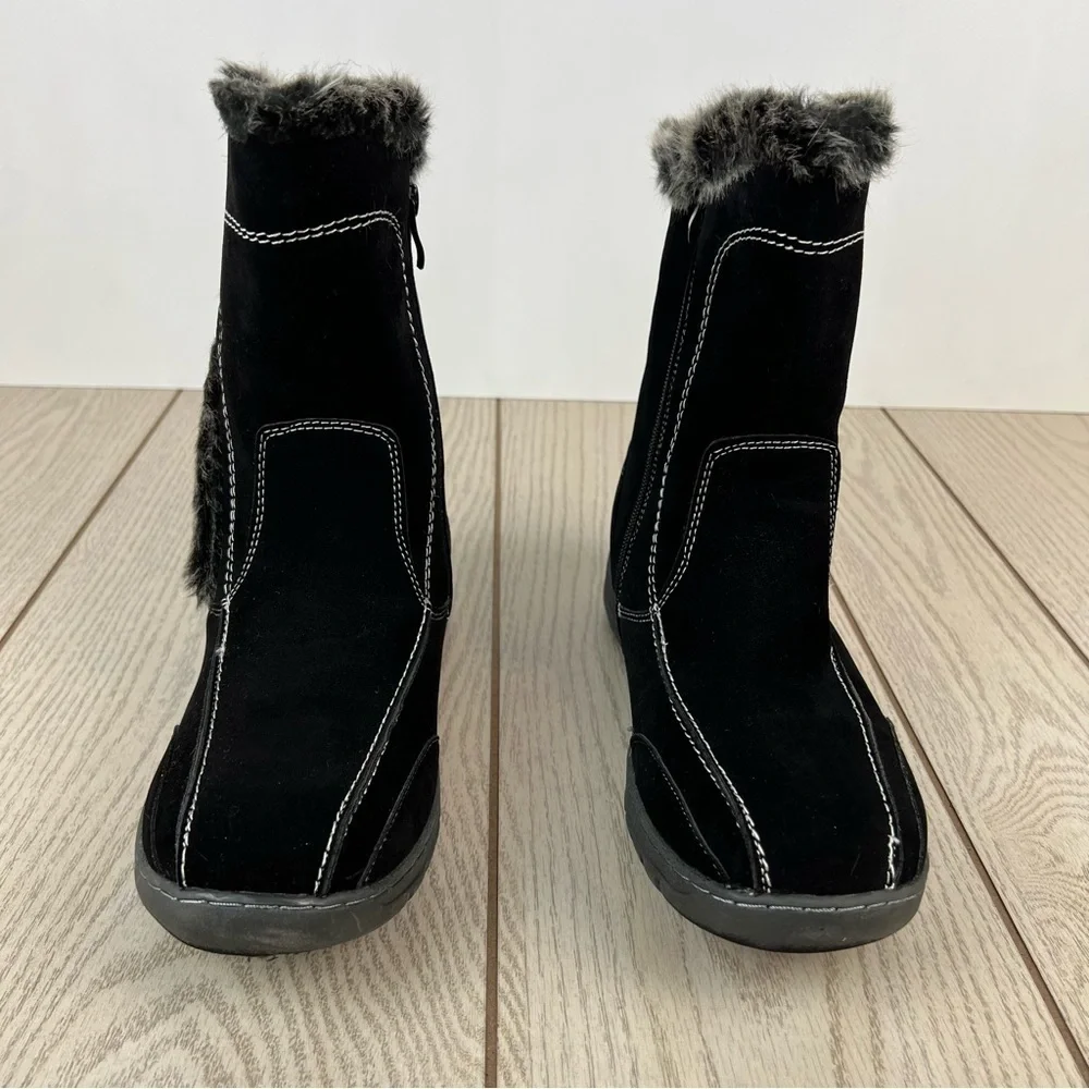 Journee Collection Takani Women's Winter Boots 10 Black Faux Suede/Fur $100